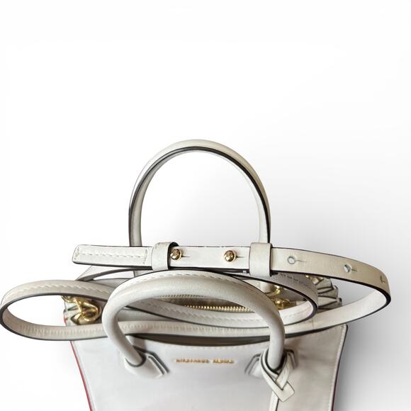 Michael Kors Mercer White Rainbow Trim Leather Accordion Crossbody Bag EUC - Picture 7 of 11